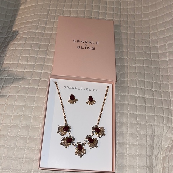 NIB- Sparkle & Bling Faux Rhinestone/Lab Created Stone Necklace and Earring Set - Picture 5 of 5